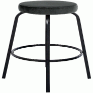 Décoshop26 - Tabouret de bar avec repose-pieds en velours gris foncé piètement métallique noir mat à quatre pieds 10_0005804 - gris métal 300026