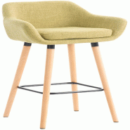 Décoshop26 - Tabouret de bar lounge x1 design scandinave assise en tissu vert clair pieds en bois repose-pieds en métal 10_0004927 - métal 30002523