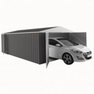 Garage simple métal / 18 m² / toit double pente / porte battante / 6 x 3 x 2.28 m