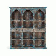 GINER Y COLOMER SL Bibliothèque Oleander en bois de manguier 195cm x 170cm x 38cm - bleu 1833