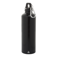 Gourde en aluminium recyclé - 750 ml - avec mousqueton en aluminium recyclé - couleur noire Gourde en aluminium recyclé - 750 ml - avec mousqueton en aluminium recyclé - couleur noire