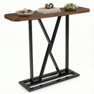 Helloshop26 - Table console rectangulaire 100 x 29,5 x 81 cm rangement généreux design industriel en mdf marron rustique 20_0020620 - marron 3000233