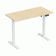 KIMEX - Bureau complet motorisé assis-debout 120x60cm, Bois clair - 3700685423602