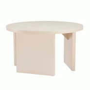 Oviala Business Table basse effet bois ronde diam 80 cm crème - blanc Bois massif 114536 Oviala Business Table basse effet bois ronde diam 80 cm crème - blanc Bois massif 114536