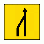Panneau KD10 - Annonce de la réduction des voies à gauche panneau seul