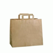Sac traiteur kraft brun poignées plates 32x22x29cm - par 200 - écologique et moderne