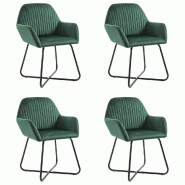 VidaXL Chaises à manger lot de 4 vert velours Modèle Diamant Pro - 277007