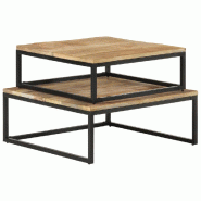 VidaXL Tables gigognes 2 pcs Bois solide de manguier Modèle Apex Stella - 320389