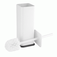 Brosse et support WC carré en acier poudré blanc