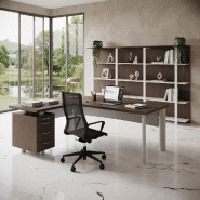 Bureau de direction d'angle X time Next - Quadrifoglio - 180, Blanc, 3 tiroirs, Eucalyptus 53 Bureau de direction d'angle X time Next - Quadrifoglio - 180, Blanc, 3 tiroirs, Eucalyptus 53