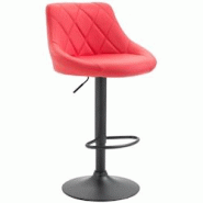 Décoshop26 - Tabouret de bar en synthétique rouge pivotant avec repose-pieds métal noir coutures décoratives TDB10586 - noir 3000413269602