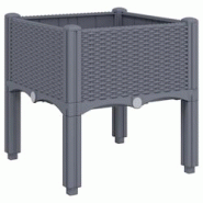 Helloshop26 - Jardinière bac lit surélevé plantes fleurs terrasse jardin avec pieds 40 x 40 x 42 cm PP gris 02_0038164 - 3000214113951_0