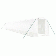 Helloshop26 - Serre tente abri plante fleur légumes avec cadre en acier 32 m² 16 x 2 x 2 m blanc 02_0044573 - blanc acier 3000220221275