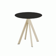 Infinity table de bistrot avec piètement sable + plateau HPL noir Ø 70 cm