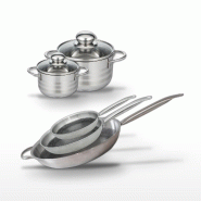 Lot de Poêles 24/28/32 cm et Faitouts 12/16 cm Elo Relief Solution - gris 3176239941951