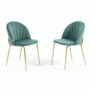 RATTATAN Lot de 2 chaises en velours d’intérieur, rembourrées, pieds en métal, design élégant pour cuisine, salle à manger, restaurant – Ver_0