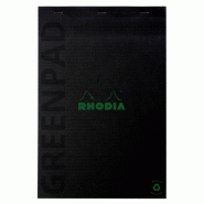 RHODIA Lot de 5 Greenpad N°18 / A4, 140p./70 feuilles microperforées 90 g/m² agrafées, couv. Carte souple recyclée, quadrillé 5x5 - 3037920188911
