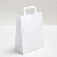 Sac kraft poignées plates blanc 18x8x22cm - par 50