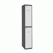 SimonRack Vestiaire Métallique 2 Portes avec Clé, 1800x300x500 mm, Anthracite/Blanc - Simonlocker - noir métal 8425437105845