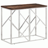 Table console argenté acier inoxydable et bois de mélèze massif Modèle Atlas Compact - 349989