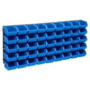 Vidaxl kit de bacs de stockage et panneaux muraux 48 pcs bleu et noir 150805
