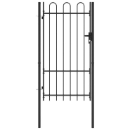 Vidaxl portillon simple porte avec dessus arqué acier 1x1,75 m noir 145743