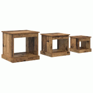 VidaXL Table basse 3 pcs Bois Ancien Bois d'ingénierie Modèle Luna Outdoor - 881450