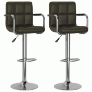 VidaXL Tabourets De Bar Lot De 2 Marron Similicuir - 334596