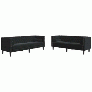 Canapé de salon 2 pcs Noir 194 x 74,5 x 70,5 cm Velours Modèle Vega StudioDesk Confort - Matériau naturel 8721288739827