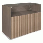 Comptoir vitrine côté bois Vertigo T01 MDF naturel et noyer foncé 120x60x93cm