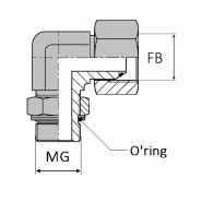 Coude 90° orientable femelle tournant BSP x mâle gaz cylindrique - BCFMCY90404 - Avec joint torique et bague anti-extrusion