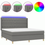 Décoshop26 - Lit LED avec sommier, tête de lit réglable, matelas 160x200 cm et tissu gris foncé - TDL0208338 Décoshop26 - Lit LED avec sommier, tête de lit réglable, matelas 160x200 cm et tissu gris foncé - TDL0208338