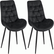 Décoshop26 - Chaises de salle à manger x2 en velours noir cadre en métal noir confort & élégance intemporelle 10_0007441 - noir métal 3000266110847