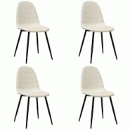 Décoshop26 - Set de 4 chaises de salle à manger design moderne en tissu velours blanc pieds en métal DEC025619 - blanc 3000255350438 Décoshop26 - Set de 4 chaises de salle à manger design moderne en tissu velours blanc pieds en métal DEC025619 - blanc 3000255350438