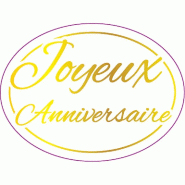 Étiquette cadeau adhésive Joyeux Anniversaire - ovale blanc et or 3x4cm - par 500