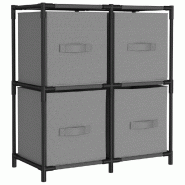 Helloshop26 - Armoire de rangement avec 4 paniers en tissu 63 x 30 x 71 cm légère et stable design épuré en acier gris 02_0046934 - gris acier 300