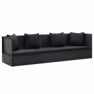 Helloshop26 - Canapé de jardin avec coussin et oreiller résine tressée noir - noir acier 3000658947761