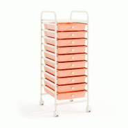 Helloshop26 - Chariot de rangement roulant 33 x 37 x 86 cm pratique avec roulettes ambiance moderne en fer et plastique blanc et - rose 3000226685149