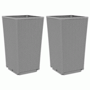 Helloshop26 - Jardinière bac lit surélevé plantes fleurs jardin terrasses lot de 2 clair 32,5 x 32,5 x 57 cm polypropylène gris 02_0039070 - 30002 Helloshop26 - Jardinière bac lit surélevé plantes fleurs jardin terrasses lot de 2 clair 32,5 x 32,5 x 57 cm polypropylène gris 02_0039070 - 30002