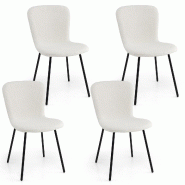 Helloshop26 - Lot de 4 chaises de salle à manger 47 x 58 x 86 cm avec dossier ergonomique courbé ambiance moderne en métal beige 20_0011818 - beige