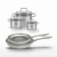 Lot de 2 poêles 24/28 cm Elo Relief Passion et 3 faitouts 12/14/20 cm Elo Citrin - gris Acier inoxydable 18/10 3176239953725
