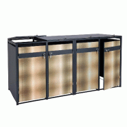 Mendler Habillage pour 4 poubelles HWC-J82, Box pour poubelles, extensible, métal 100kg, anthracite ~ or - doré métal 2x83381+2x83382