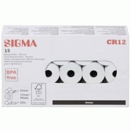 SIGMA Rouleaux de caisses thermiques CR12, 57 mm x 25 m, 15 unités - blanc papier 1814 SIGMA Rouleaux de caisses thermiques CR12, 57 mm x 25 m, 15 unités - blanc papier 1814