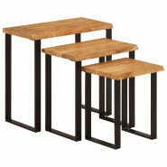 Tables gigognes 3 pcs avec bord vivant bois massif d'acacia Modèle Outdoor Omicron Plus - 372760