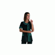 Tunique femme casacca BRASILIA noire turquoise isacco_0