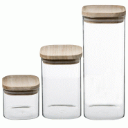 5FIVE - Lot de 3 bocaux en verre avec couvercle, couleur beige - transparent verre JJ152