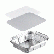 Barquette Aluminium Operculable NOVATRAY 300ml (143x118mm) + Couvercle - VALUE PACK - Format Snacking & Dessert - Lot de 3000 - KBL300RS