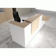 Comptoir d'accueil bi-colore avec PMR Delta et réhausse - Droite, Blanc, Non, 282, Chêne moyen_0