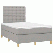 Décoshop26 - Cadre de lit LED avec sommier tête de lit matelas surmatelas 120x200 cm tissu gris clair TDL0207885 - gris 3001242088006