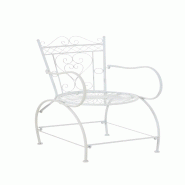 Décoshop26 - Chaise de jardin avec accoudoirs balcon terrasse design rustique en métal blanc 10_0004002 - blanc métal 3000251883817